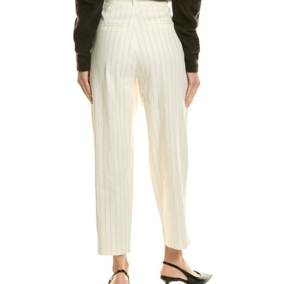 Frame women’s Pleated Crop Linen-Blend pants Trouser career work Sz 4 NWT - Picture 2 of 4